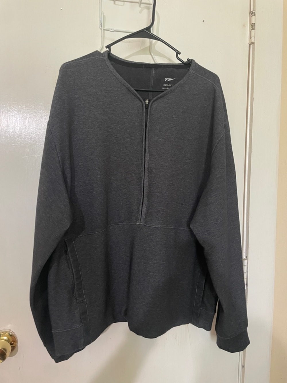 Nike Yoga Dri-FIT anthracite grey 1/2-zip training pullover crew sweatshirt